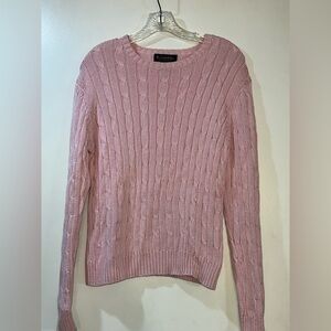 Brooks Brothers Pink Cable Knit Sweater Womens Sz Large